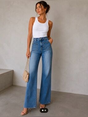 Reformation Cary stud -Trim Wide Leg Women's jeans